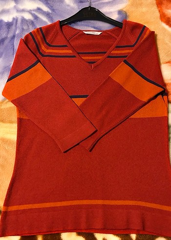 Kırmızı Uzun Kollu Triko Kadın Kazak - Görsel 3