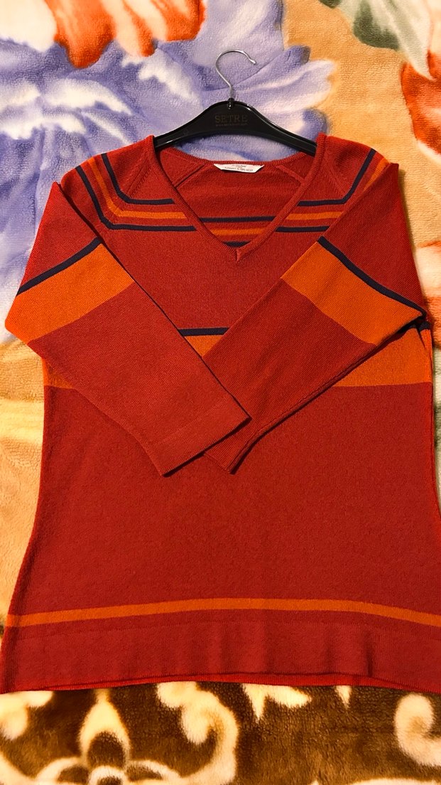 Kırmızı Uzun Kollu Triko Kadın Kazak - Görsel 3