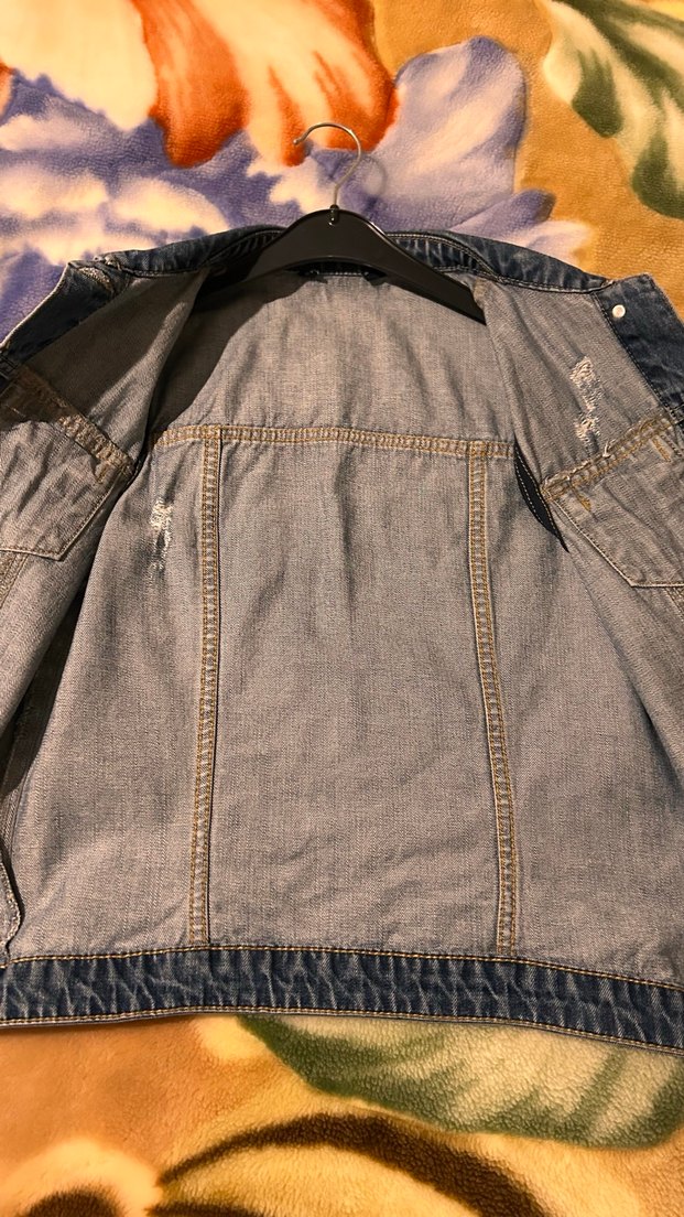 Düğmeli Kolsuz Mavi Denim Yelek - Görsel 4