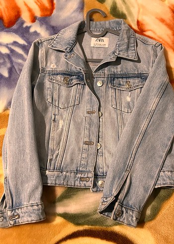 Zara Gri Kısa Kollu Denim Ceket - Görsel 2