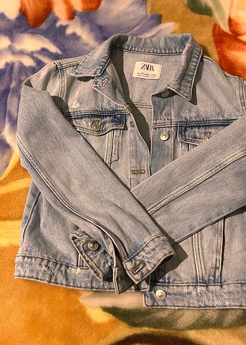 Zara Gri Kısa Kollu Denim Ceket - Görsel 4
