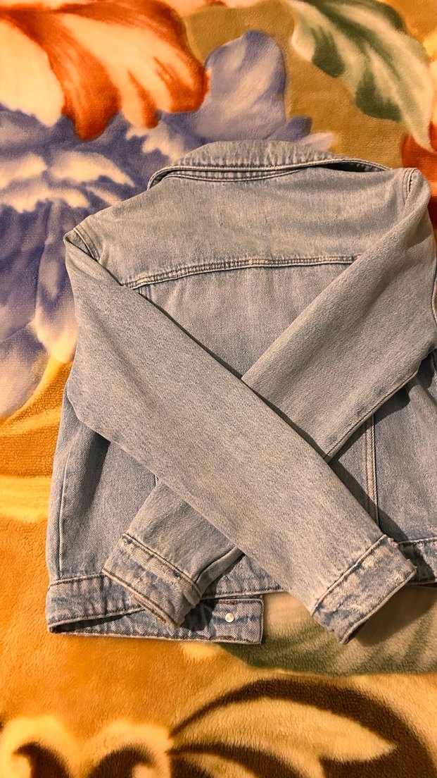 Zara Gri Kısa Kollu Denim Ceket - Görsel 3