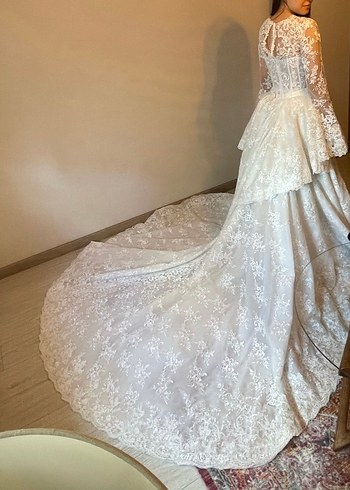 Dantel İşlemeli Kollu Demonte Gelinlik Semih Doğruer tasarımı - Görsel 8