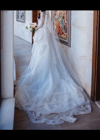 Dantel İşlemeli Kollu Demonte Gelinlik Semih Doğruer tasarımı - Görsel 5