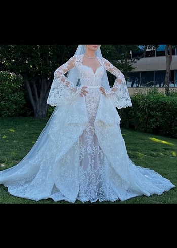 Dantel İşlemeli Kollu Demonte Gelinlik Semih Doğruer tasarımı - Görsel 2