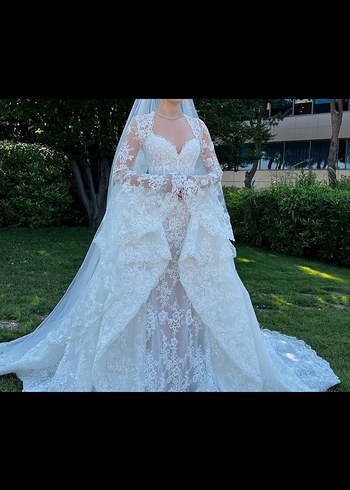 Dantel İşlemeli Kollu Demonte Gelinlik Semih Doğruer tasarımı - Görsel 3