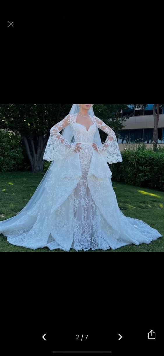 Dantel İşlemeli Kollu Demonte Gelinlik Semih Doğruer tasarımı - Görsel 2