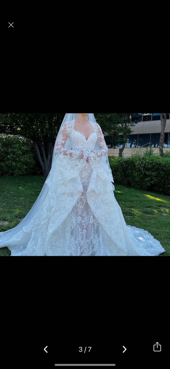 Dantel İşlemeli Kollu Demonte Gelinlik Semih Doğruer tasarımı - Görsel 3