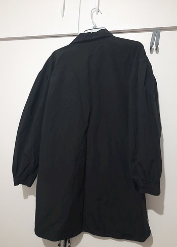 Düğmeli Siyah Keten Uzun Kollu Gömlek - Görsel 4