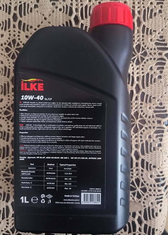 İlke 10W-40 Motor Yağı 1 lt - Görsel 2
