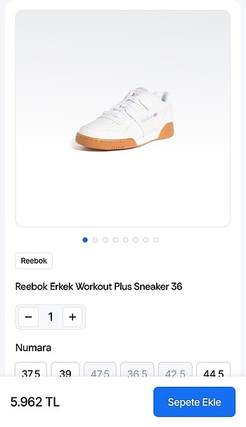 44 Beden Reebok ayakkabı orijinal