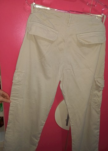 Bej Kadın Pamuklu Rahat Kesim Kargo Pantolon - Görsel 6