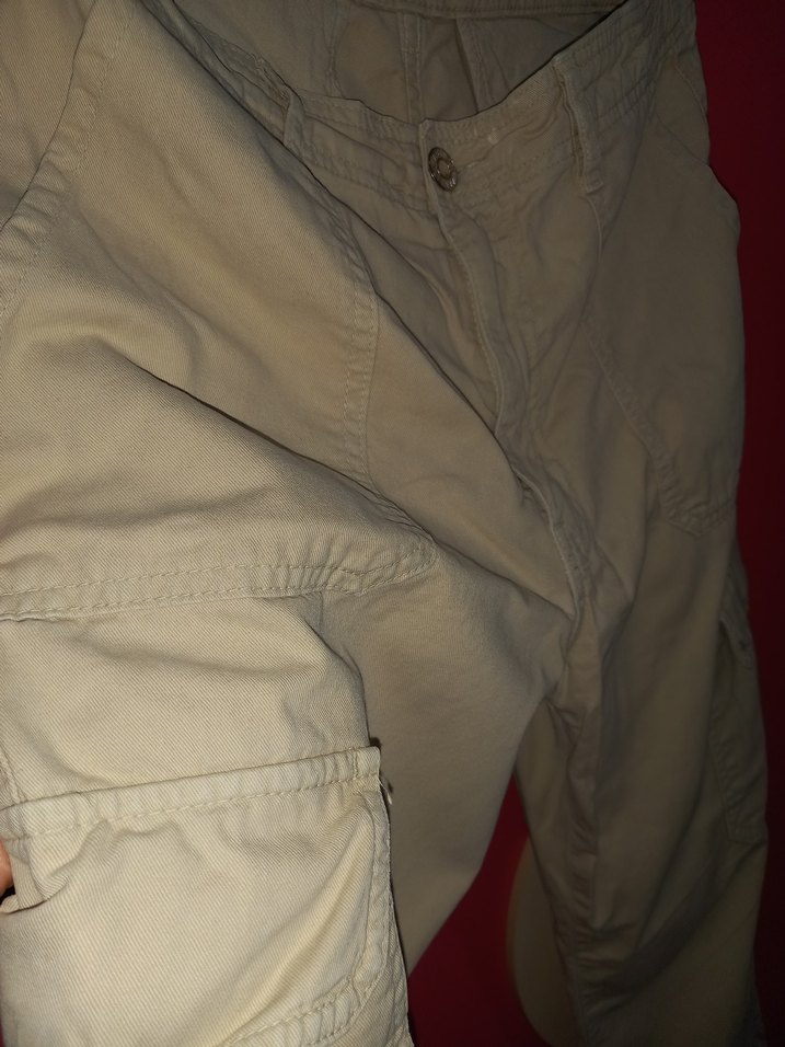 Bej Kadın Pamuklu Rahat Kesim Kargo Pantolon - Görsel 4