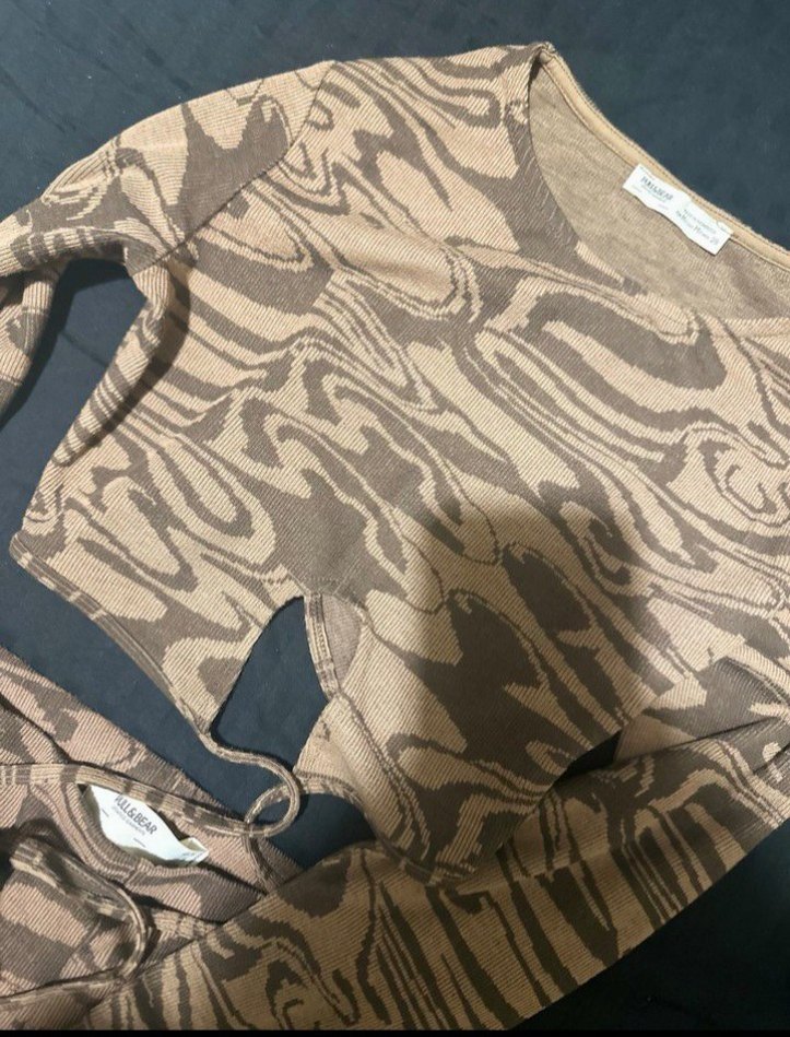 Kahverengi Desenli Kadın Bluz - Görsel 4