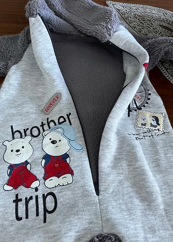 Gri Erkek Bebek Örme Polar Tulumu - Görsel 4