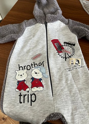 Gri Erkek Bebek Örme Polar Tulumu - Görsel 2