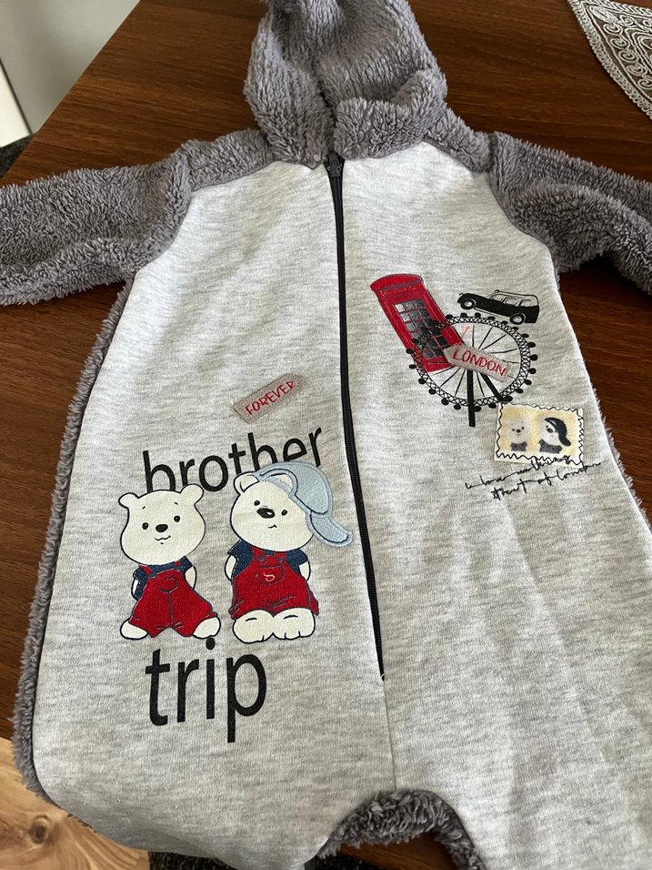 Gri Erkek Bebek Örme Polar Tulumu - Görsel 2