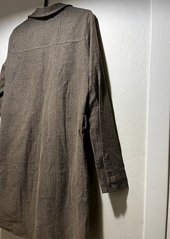 Düğmeli Gri Kadın Uzun Kollu Gömlek - Görsel 4