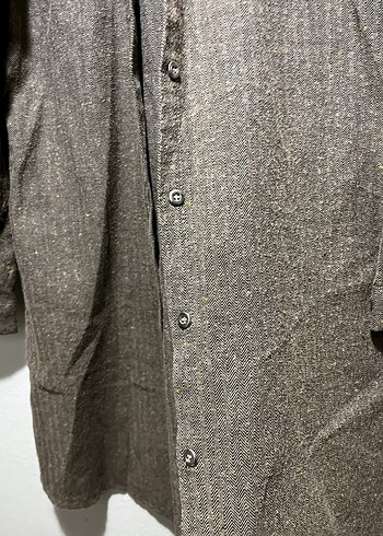 Düğmeli Gri Kadın Uzun Kollu Gömlek - Görsel 7