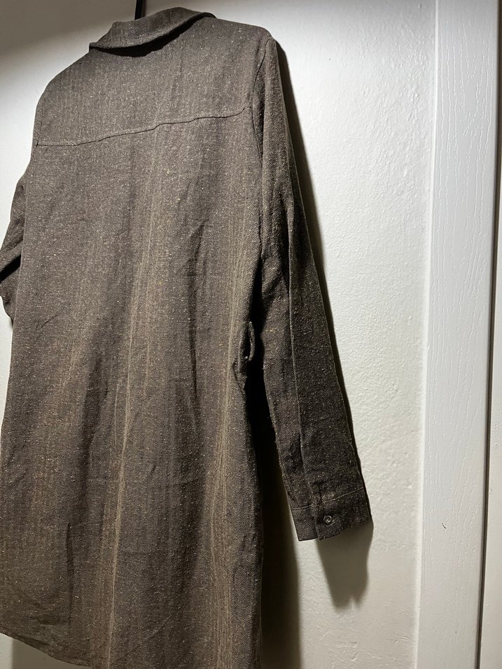 Düğmeli Gri Kadın Uzun Kollu Gömlek - Görsel 4