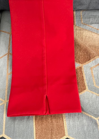 Düğmeli Kırmızı Midi Kumaş Kadın Pantolon - Görsel 6