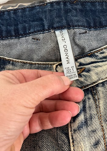 Kadın Gri Yırtık Jean Pantolon - Görsel 2