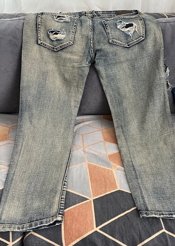 Kadın Gri Yırtık Jean Pantolon - Görsel 5