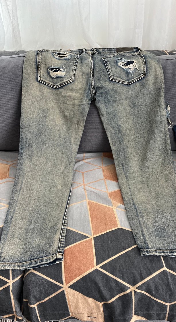 Kadın Gri Yırtık Jean Pantolon - Görsel 5