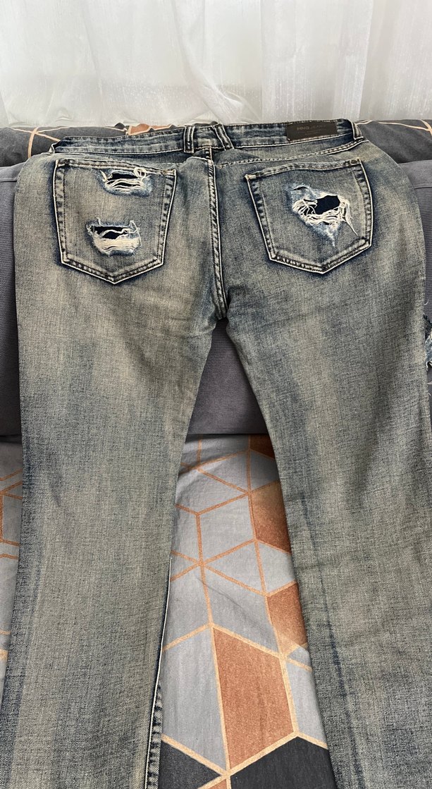 Kadın Gri Yırtık Jean Pantolon - Görsel 4