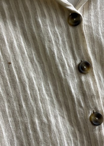 Düğmeli Bej Keten Etek - Görsel 3