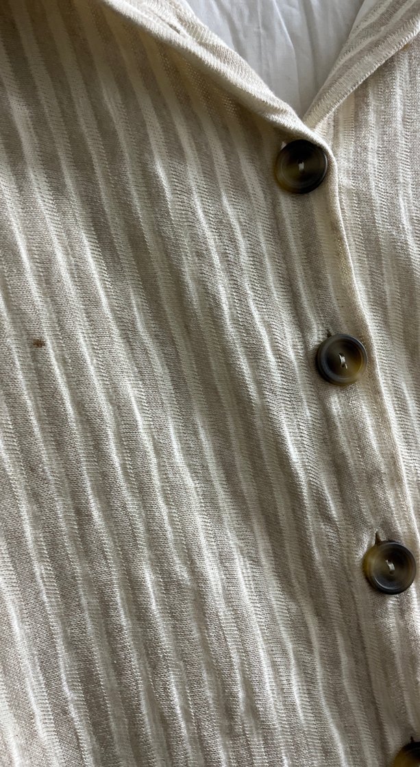 Düğmeli Bej Keten Etek - Görsel 3