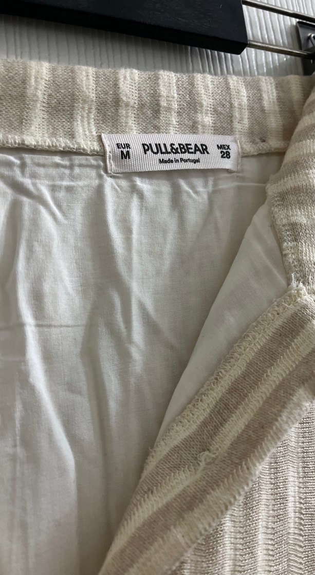 Düğmeli Bej Keten Etek - Görsel 2