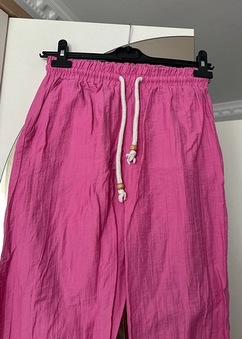 Pembe Rahat Kesim Keten Pantolon - Görsel 2