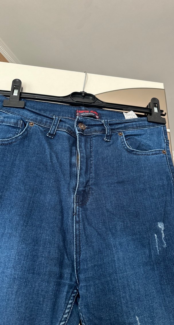 Kadın Mavi Bol Kesim Midi Kot Pantolon - Görsel 2