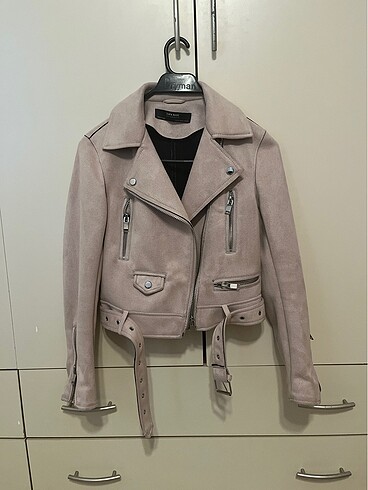 Zara pudra biker ceket