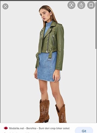 Bershka yeşil deri ceket