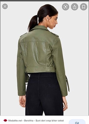 Bershka Bershka yeşil deri ceket
