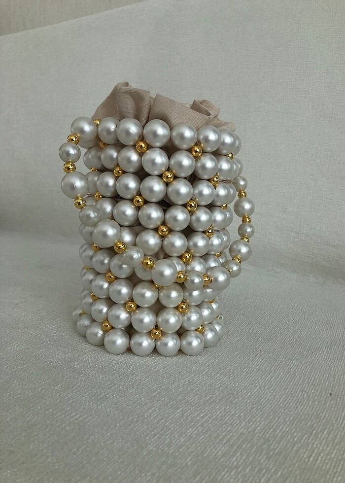 İncili silindir çanta - Görsel 3