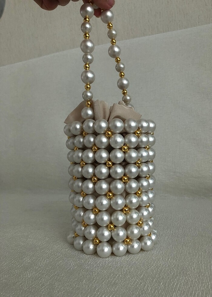 İncili silindir çanta - Görsel 4