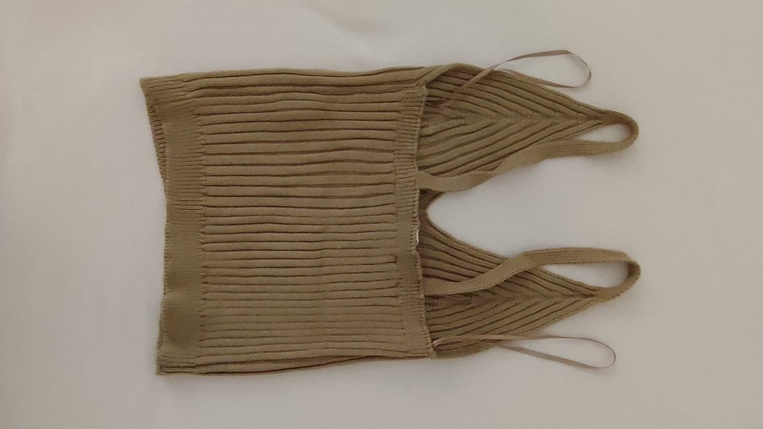 Bej Pliseli Kadın Triko askılı - Görsel 2