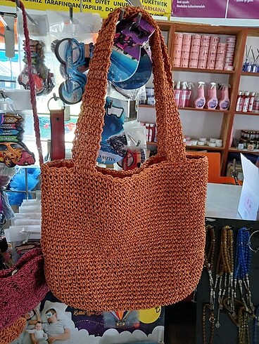 Hasır çanta tarçın rengi