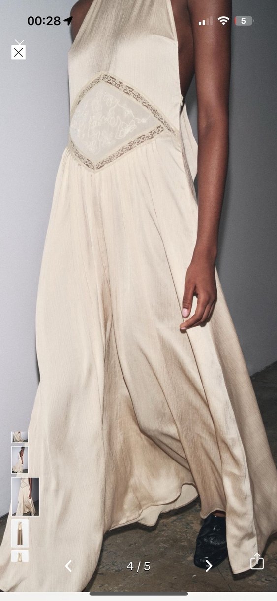 Drapeli Straplez Uzun Bej Elbise - Görsel 4