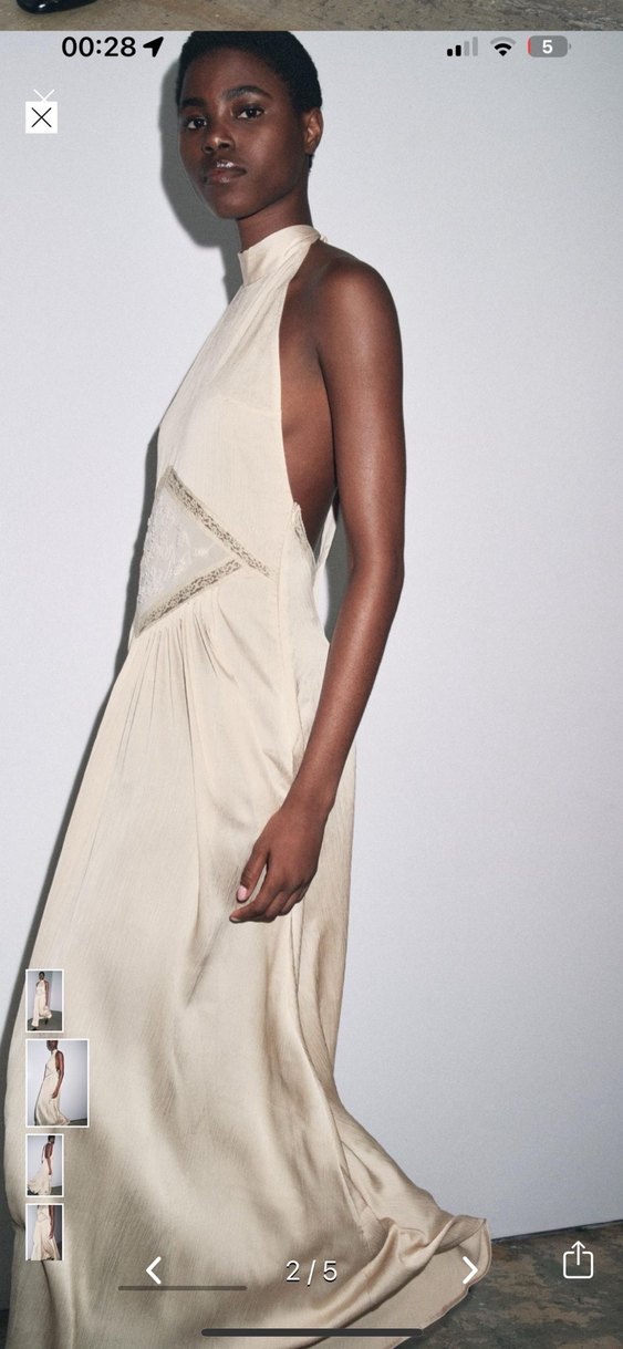 Drapeli Straplez Uzun Bej Elbise - Görsel 2