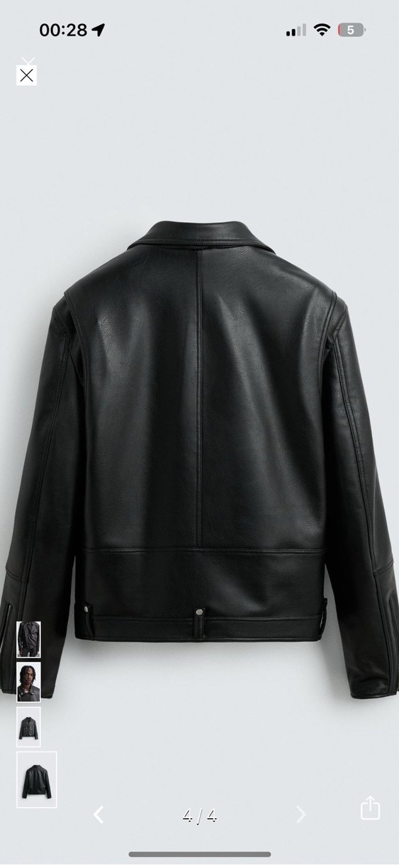 Siyah Deri Biker Ceket - Görsel 4