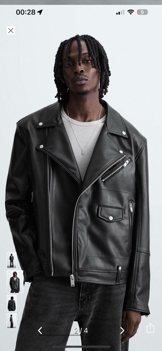 Siyah Deri Biker Ceket - Görsel 2