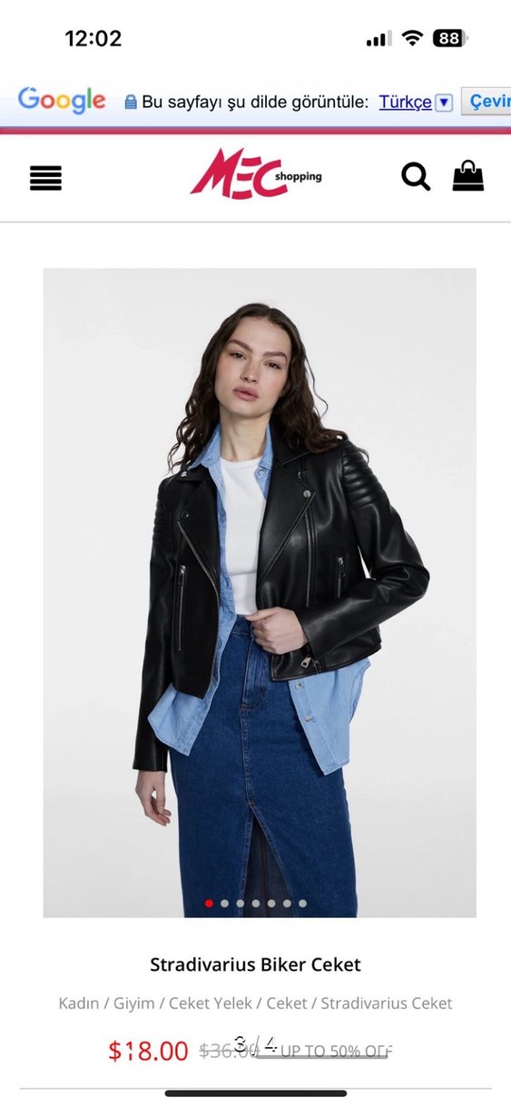 Kadın Siyah Deri Biker Ceket - Görsel 2