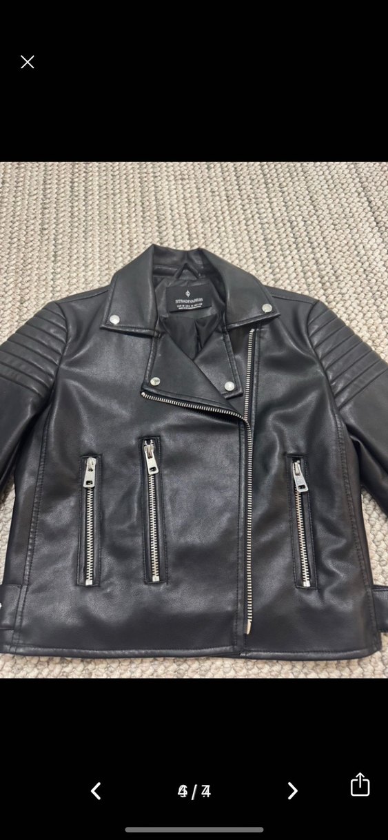 Kadın Siyah Deri Biker Ceket - Görsel 3