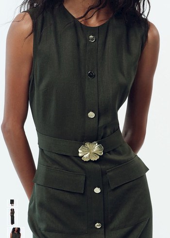 Kahverengi Deri Kemerli Uzun Elbise - Görsel 2