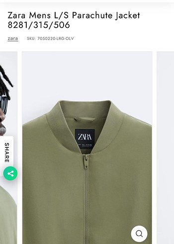 Zara Erkek Haki Parachute Ceket - Görsel 2