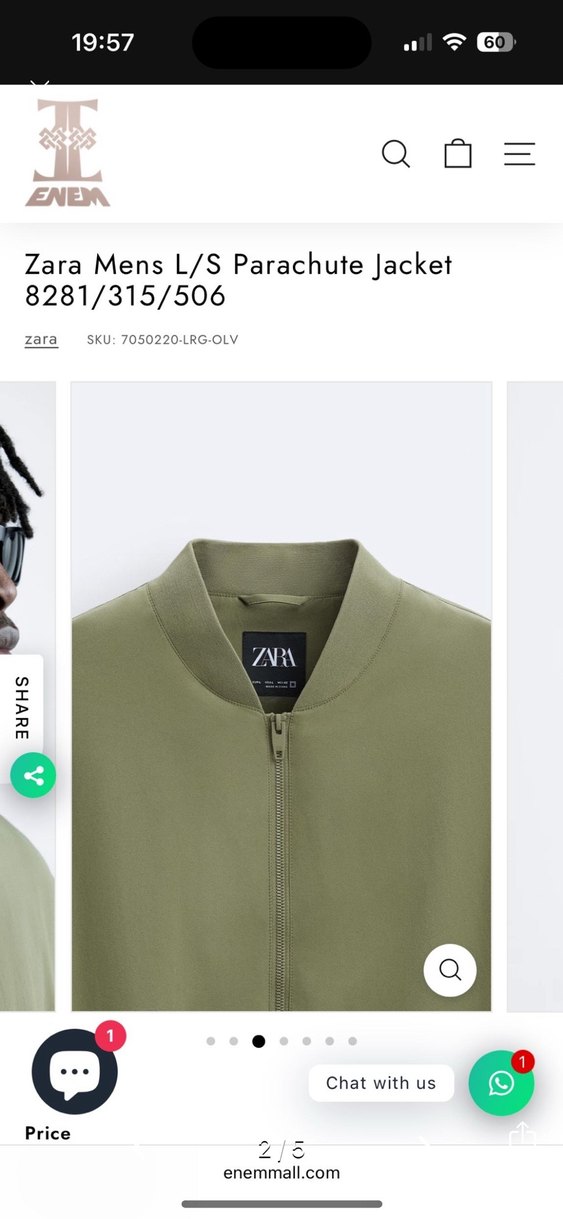 Zara Erkek Haki Parachute Ceket - Görsel 2